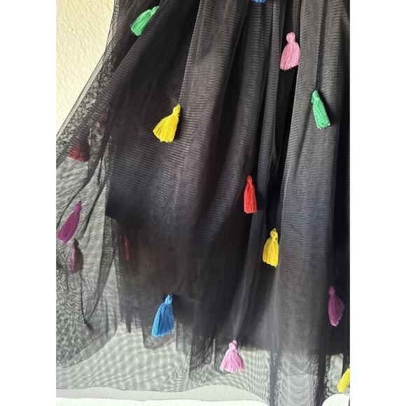 Stella McCartney Tulle Skirt Kids Size 10 Years Rainbow Tassel Black Party Retro - Picture 3 of 7